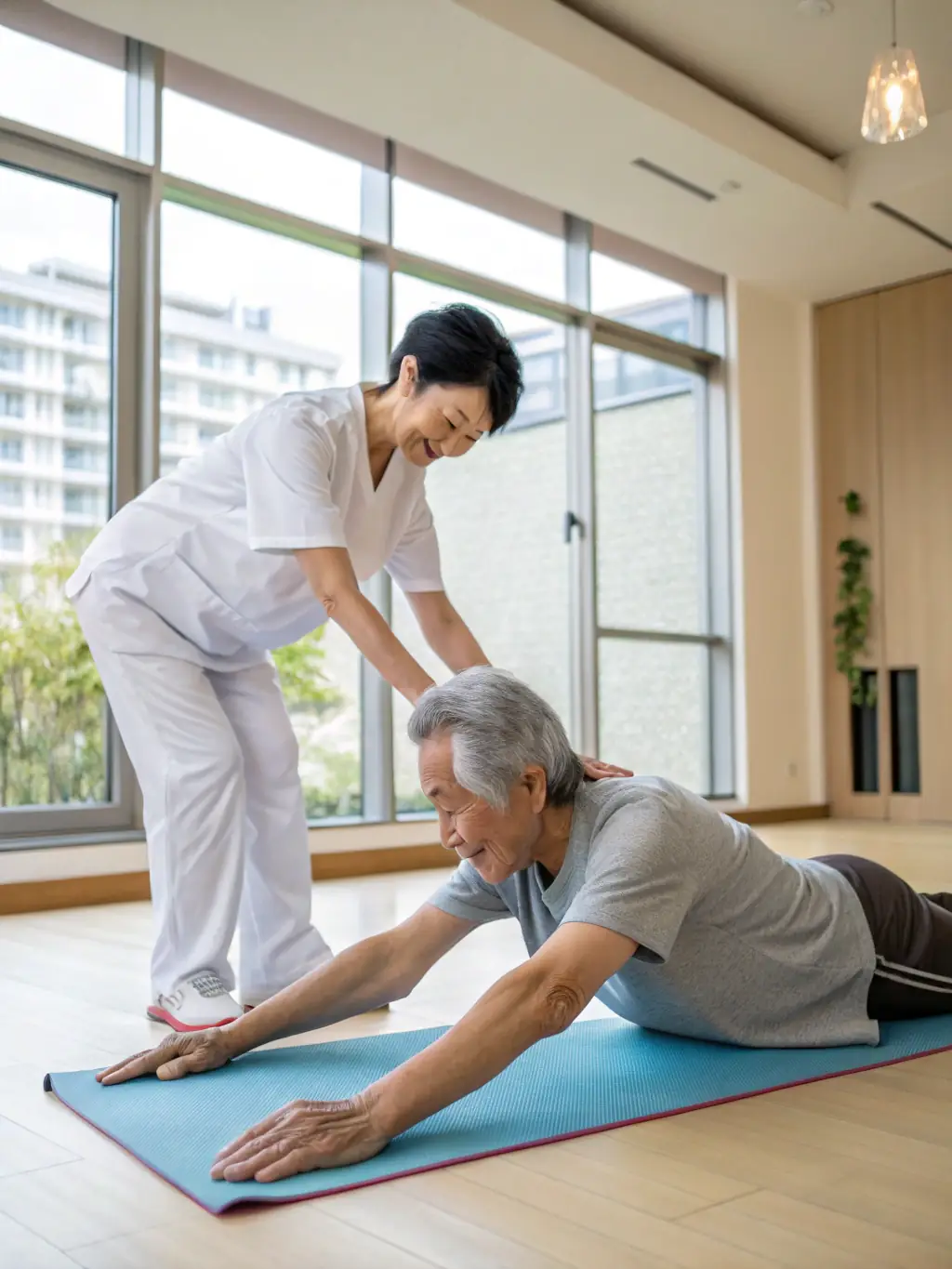 A healthcare professional providing therapy to a patient in a clinical setting, representing Upcoming Medicare Skilled Nursing, PT, OT.
