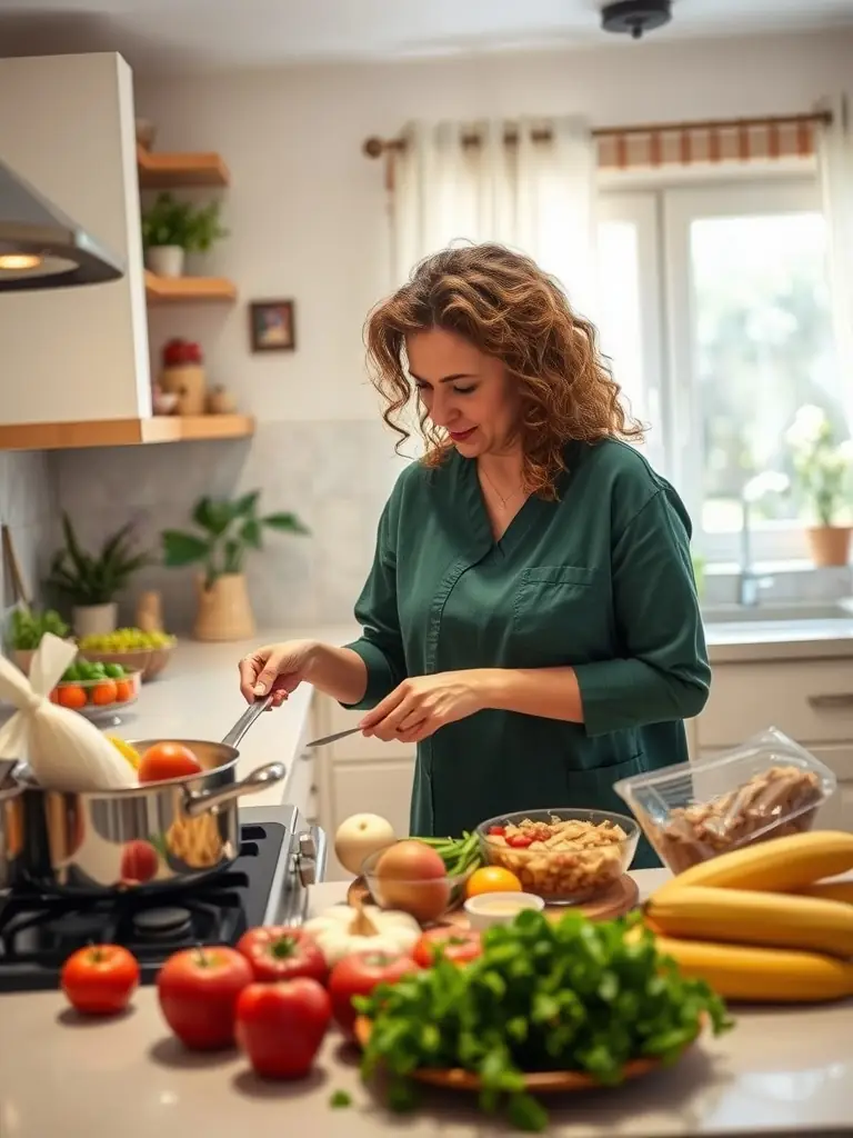 A caregiver assisting a senior with meal preparation in their home, emphasizing the IHSS aspect of Medicaid waivers.