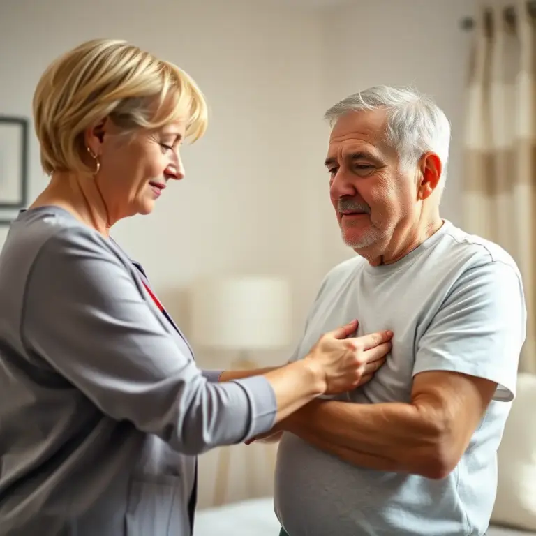 Nurse helping a senior man with home health tasks